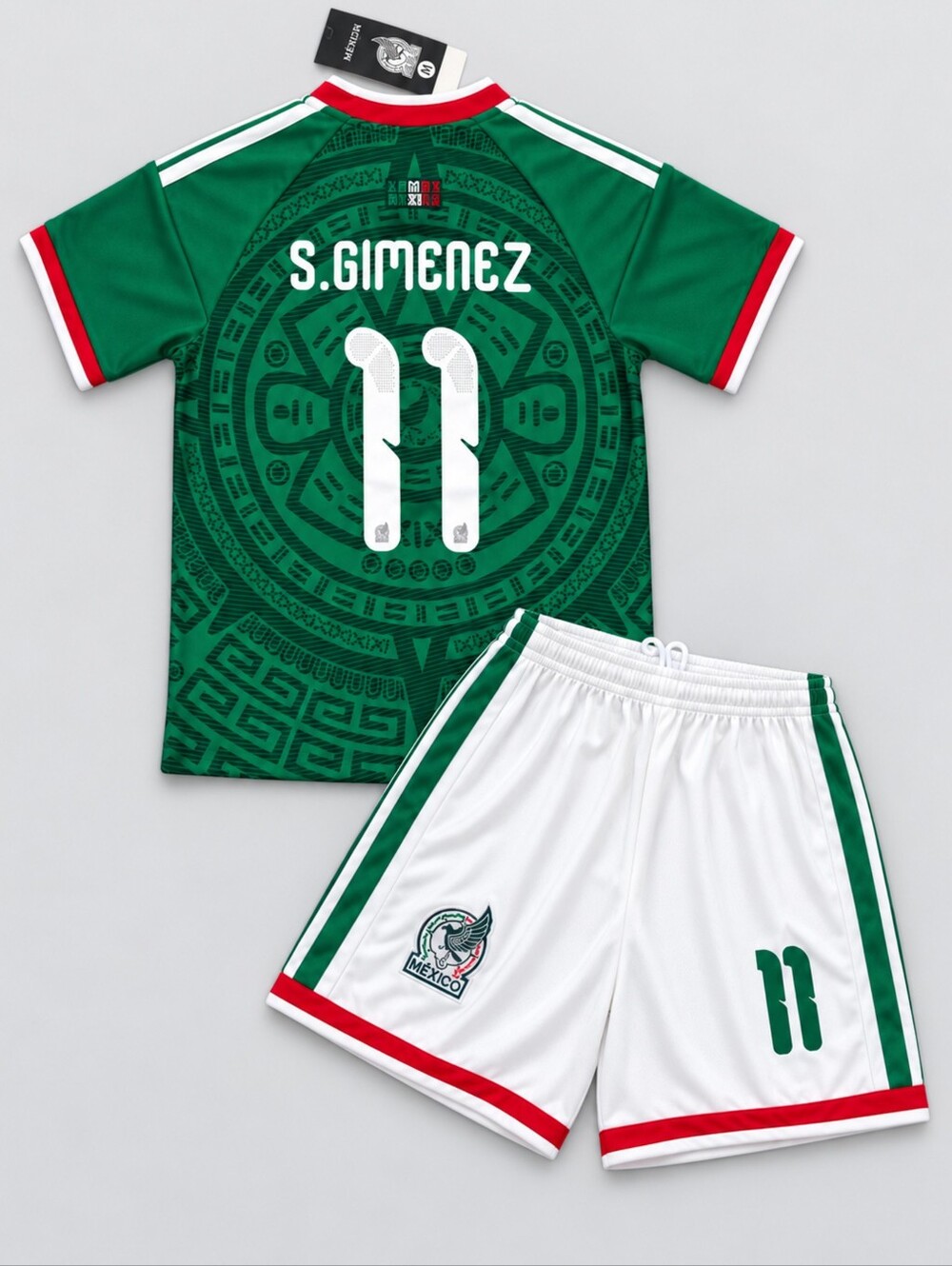 Kids Santiago Gimenez 11 Mexico Soccer Jersey Shorts Set Youth Boys Girls